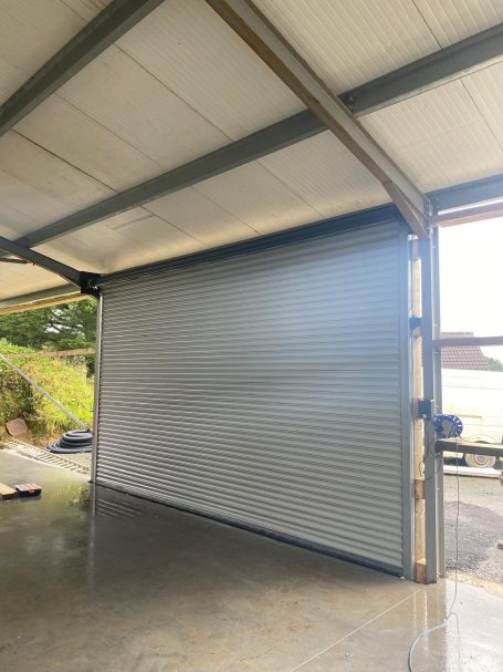 Industrial Roller Shutter, Bideford, Devon internal view rubber bottom seal