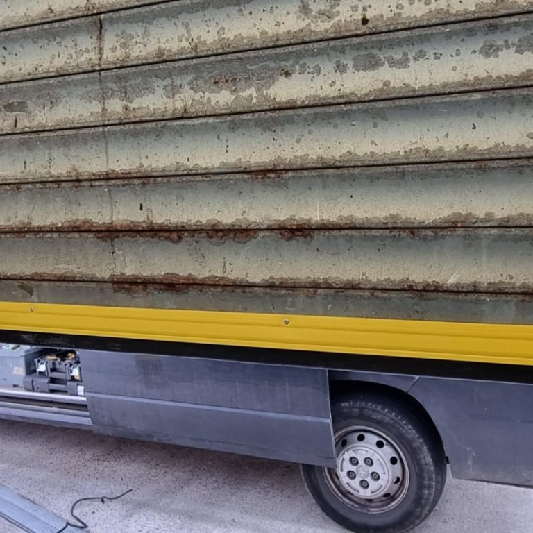 Rubber seal fitted to bottom of roller shutter